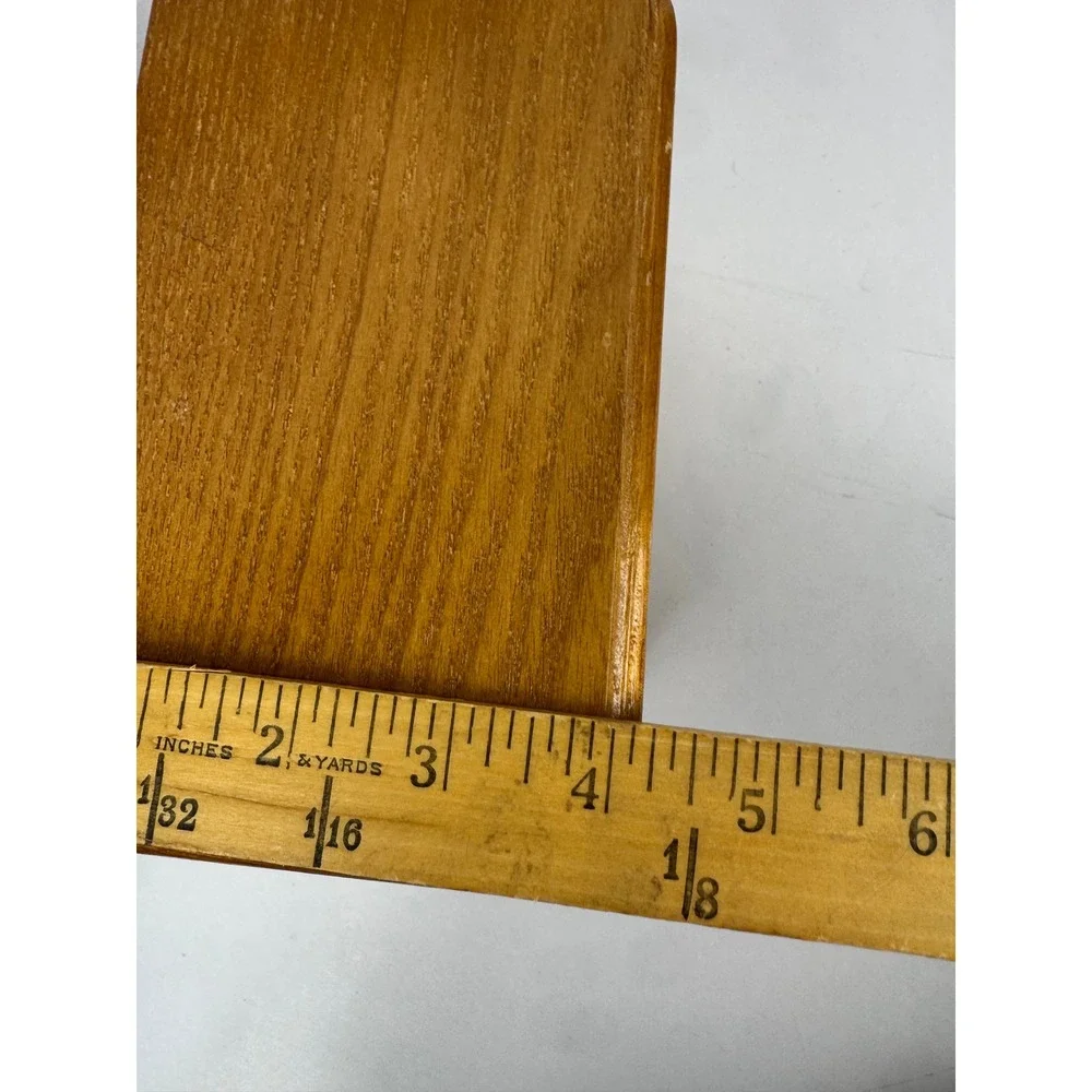 Vtg Wooden Jewelry Box Heart Carved Oak Finish Mirror Ring Storage Organizer